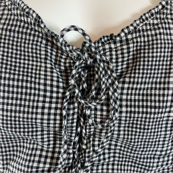 Abercrombie & Fitch Black White Plaid Gingham Cropped Corset Bustier Tank Top L - Picture 5 of 11